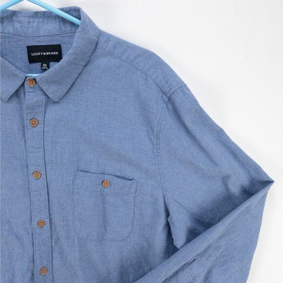 Lucky Brand Men’s 2XL Blue Soft Cotton Long Sleeve Button Down Casual Everyday - Picture 6 of 14